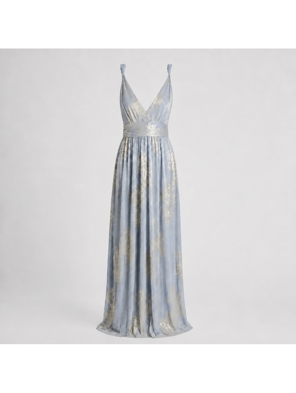 After Six Lavender and Gold Foil Metallic V-Neck Maxi Dress